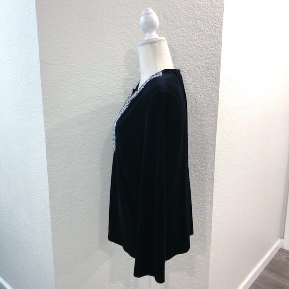 Cachet Vintage Black Velvet Beaded Blouse Top - Picture 4 of 9